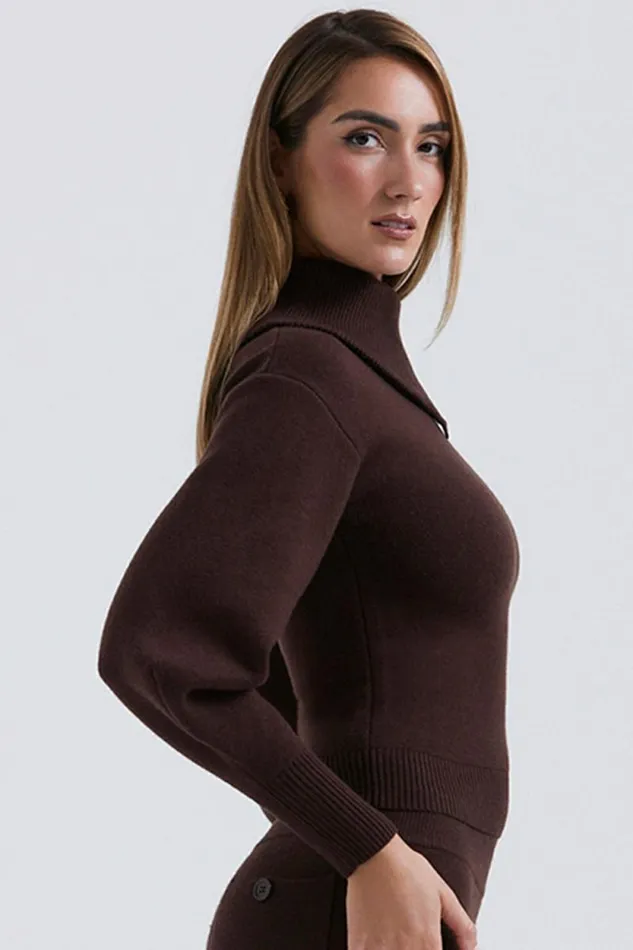 House Of CB Adelita Chocolate Cashmere Blend Sweater Women Tops House Of CB Adelita Chocolate Cashmere Blend Sweater Women Tops