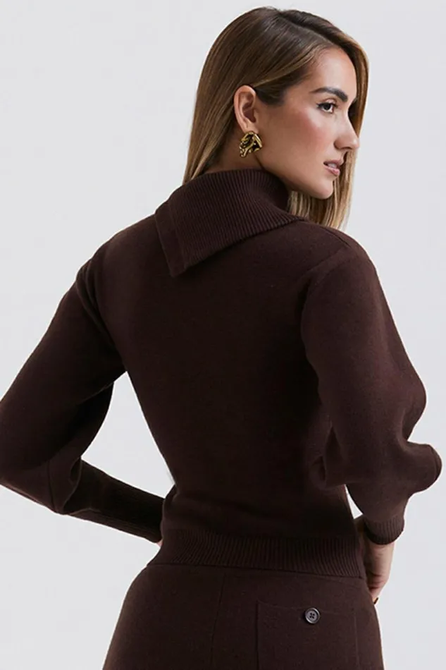 House Of CB Adelita Chocolate Cashmere Blend Sweater Women Tops House Of CB Adelita Chocolate Cashmere Blend Sweater Women Tops