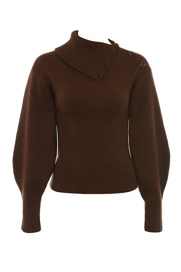 House Of CB Adelita Chocolate Cashmere Blend Sweater Women Tops House Of CB Adelita Chocolate Cashmere Blend Sweater Women Tops