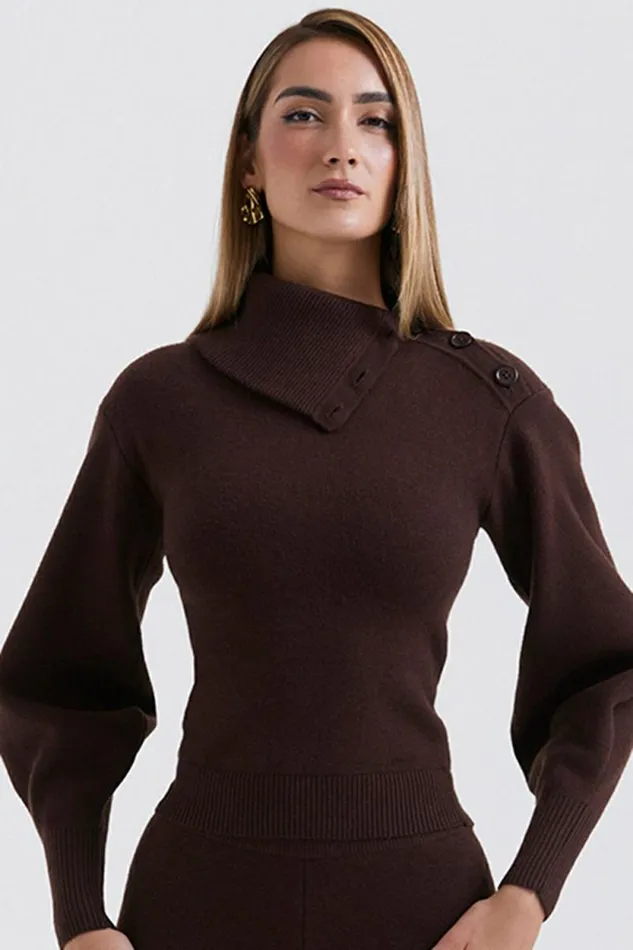 House Of CB Adelita Chocolate Cashmere Blend Sweater Women Tops House Of CB Adelita Chocolate Cashmere Blend Sweater Women Tops