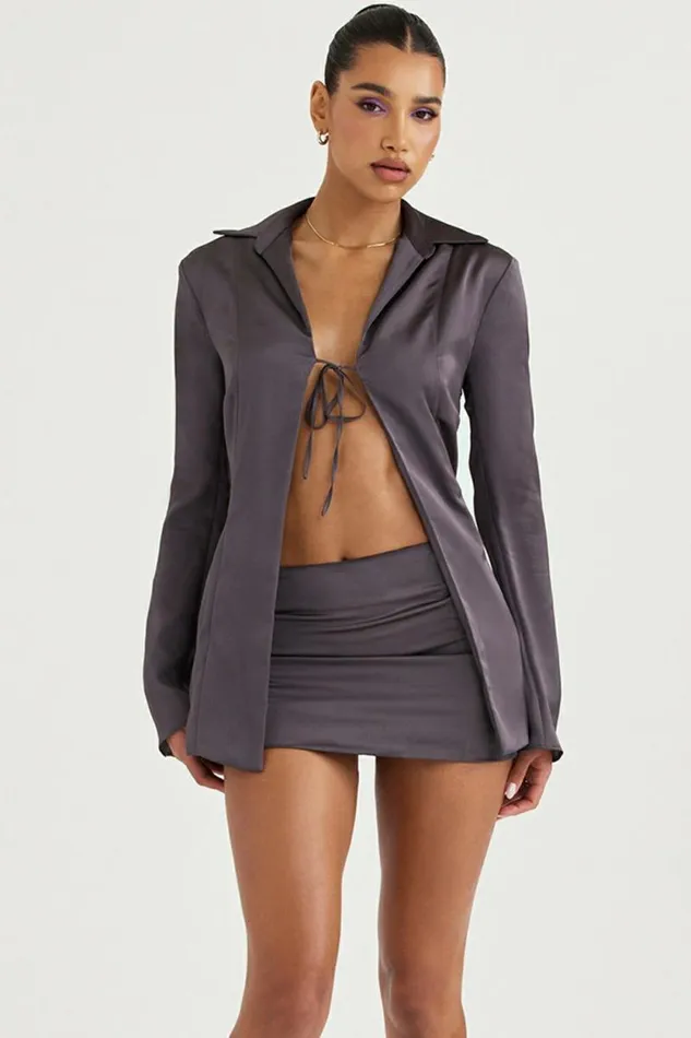 House Of CB Ailsa Shadow Tie Front Top Women Tops