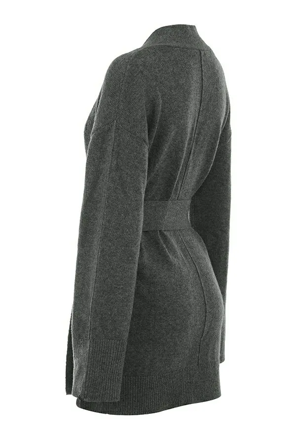 House Of CB Alaia Charcoal Cashmere Blend Belted Cardigan Women Tops House Of CB Alaia Charcoal Cashmere Blend Belted Cardigan Women Tops