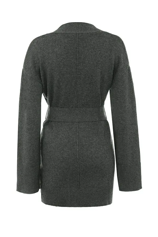 House Of CB Alaia Charcoal Cashmere Blend Belted Cardigan Women Tops House Of CB Alaia Charcoal Cashmere Blend Belted Cardigan Women Tops