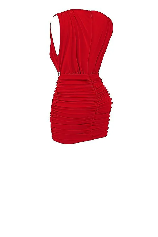 House Of CB Aliza Cherry Gathered Mini Dress Women Dresses