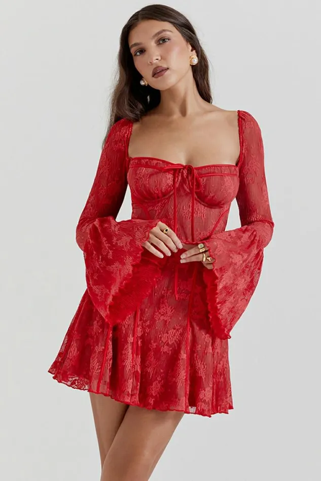 House Of CB Analissa Scarlet Lace Corset Dress Women Dresses