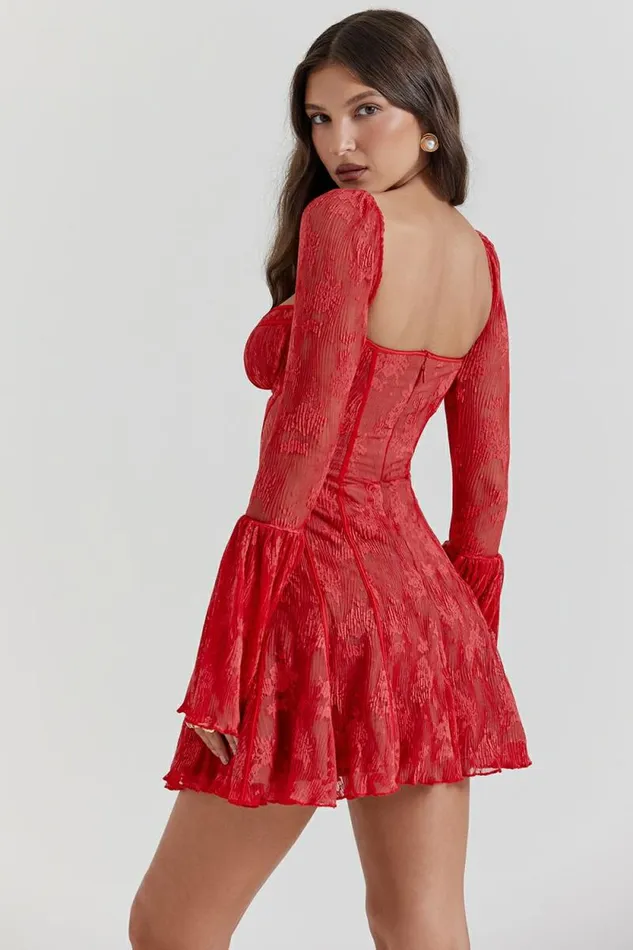 House Of CB Analissa Scarlet Lace Corset Dress Women Dresses