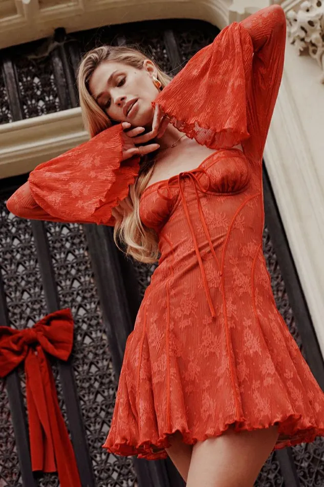 House Of CB Analissa Scarlet Lace Corset Dress Women Dresses