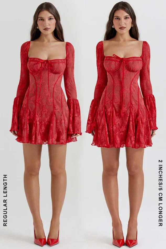 House Of CB Analissa Scarlet Lace Corset Dress Women Dresses