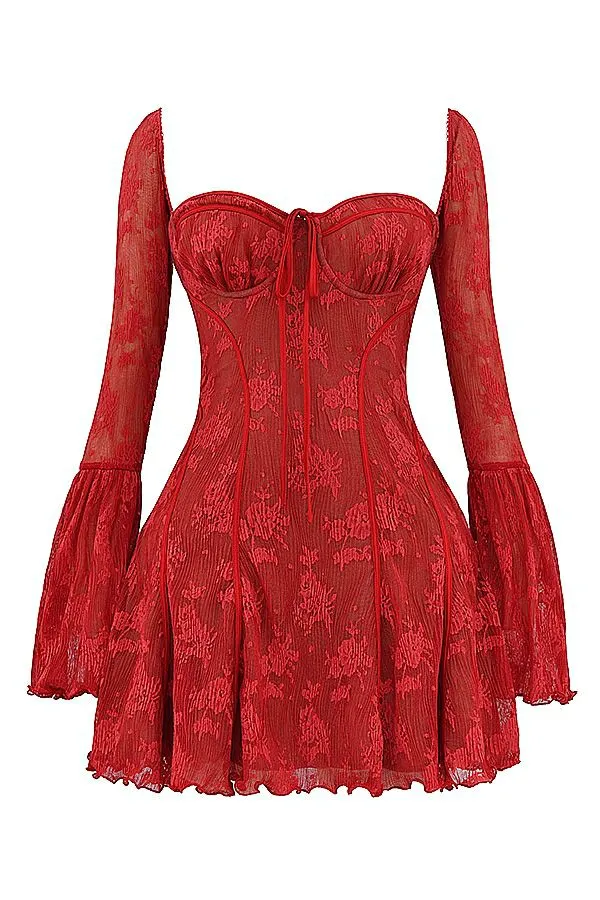 House Of CB Analissa Scarlet Lace Corset Dress Women Dresses