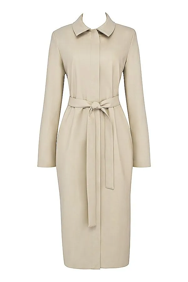House Of CB Ariel Beige Vegan Leather Trench Coat Women Outerwear House Of CB Ariel Beige Vegan Leather Trench Coat Women Outerwear