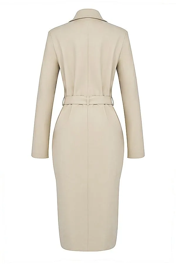 House Of CB Ariel Beige Vegan Leather Trench Coat Women Outerwear House Of CB Ariel Beige Vegan Leather Trench Coat Women Outerwear