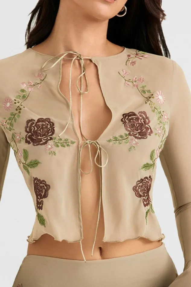 House Of CB Asra Artichoke Floral Tie Front Top Women Tops House Of CB Asra Artichoke Floral Tie Front Top Women Tops