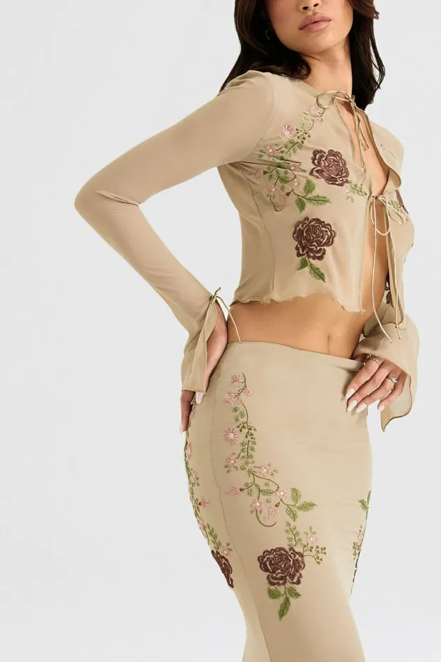 House Of CB Asra Artichoke Floral Tie Front Top Women Tops House Of CB Asra Artichoke Floral Tie Front Top Women Tops