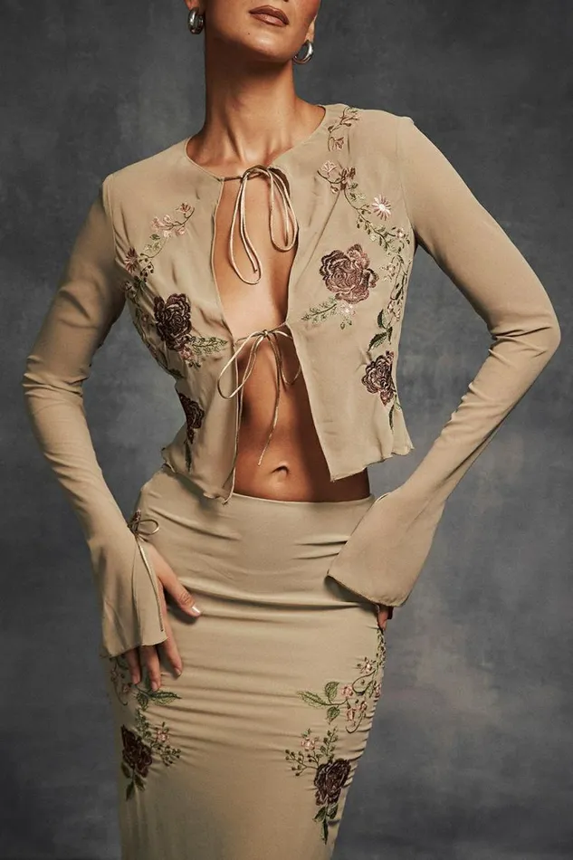 House Of CB Asra Artichoke Floral Tie Front Top Women Tops House Of CB Asra Artichoke Floral Tie Front Top Women Tops