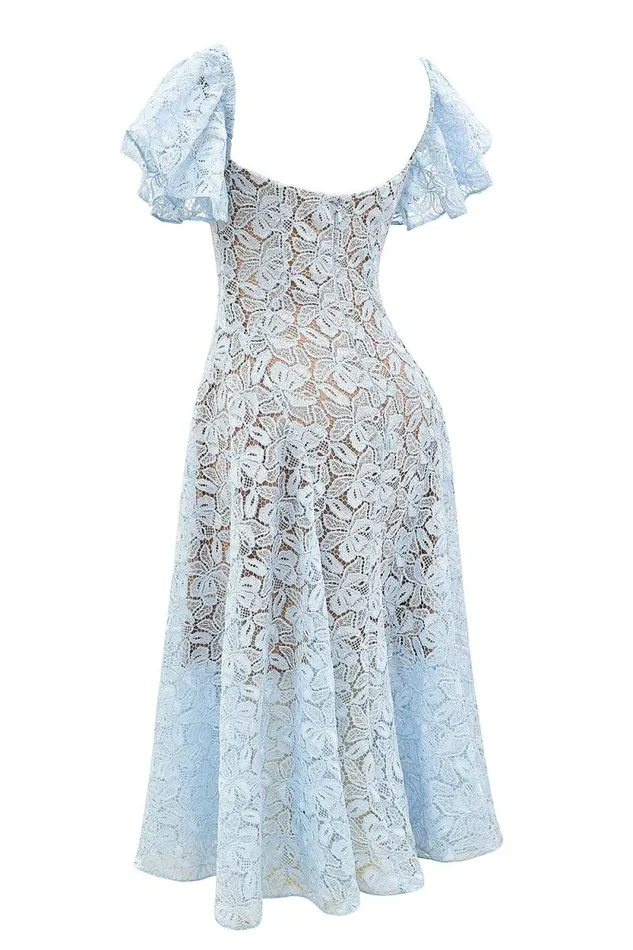 House Of CB Austen Bluebell Floral Lace Midi Dress Women Dresses