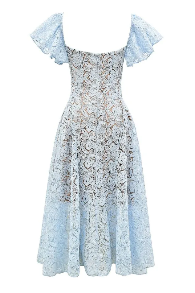 House Of CB Austen Bluebell Floral Lace Midi Dress Women Dresses