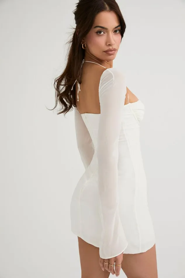 House Of CB Babydoll Ivory Chiffon Halter Mini Dress Women Dresses House Of CB Babydoll Ivory Chiffon Halter Mini Dress Women Dresses