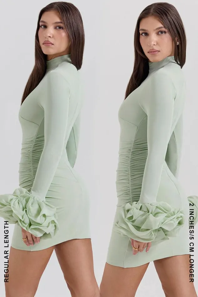 House Of CB Camilla Pistachio Ruffle Cuff Mini Dress Women Dresses House Of CB Camilla Pistachio Ruffle Cuff Mini Dress Women Dresses