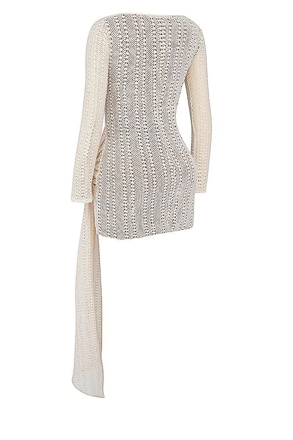 House Of CB Carmelita Natural Knit Lace Up Dress Women Dresses