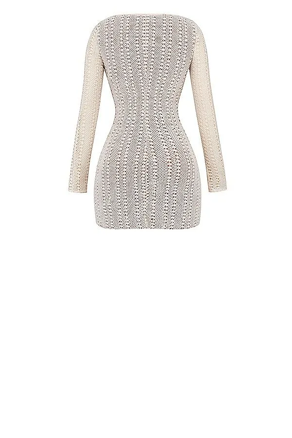 House Of CB Carmelita Natural Knit Lace Up Dress Women Dresses