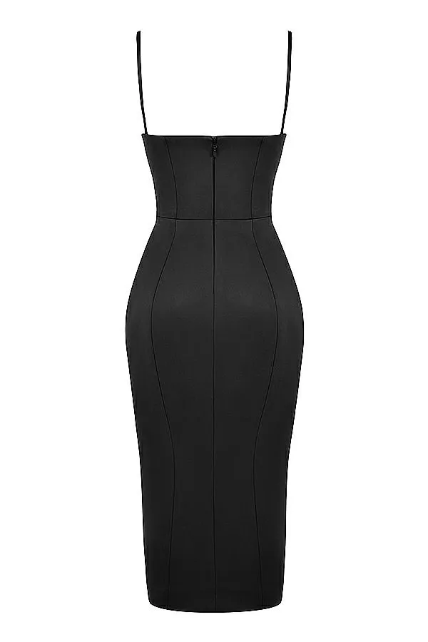 House Of CB Casimira Black Satin Corset Midi Dress Women Dresses House Of CB Casimira Black Satin Corset Midi Dress Women Dresses