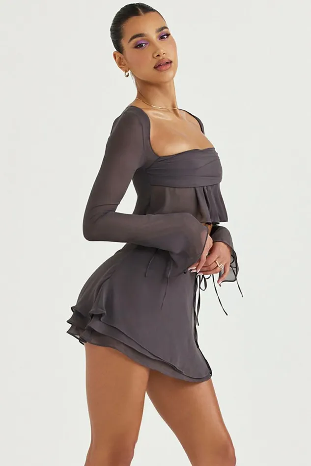 House Of CB Clarice Shadow Floaty Layered Mini Skirt Women Bottoms
