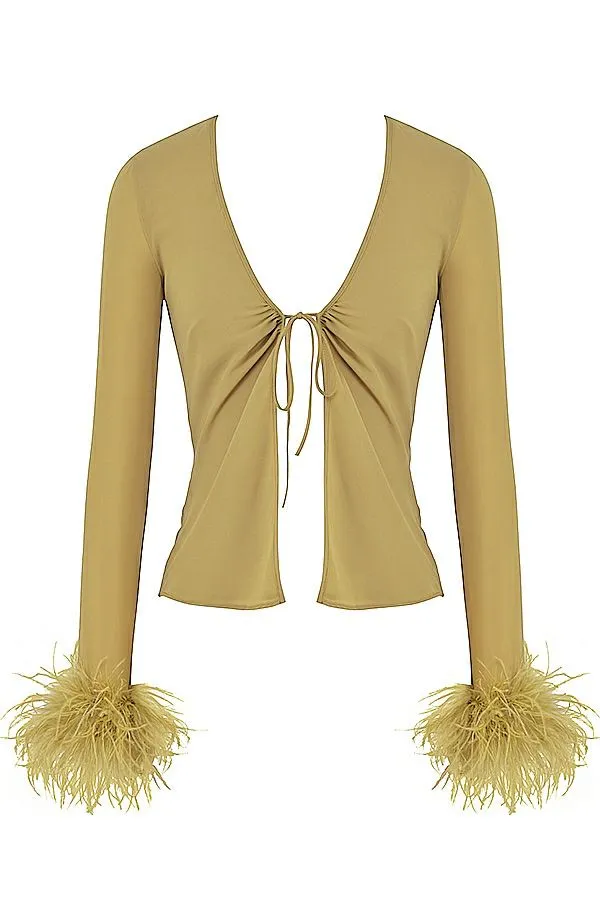 House Of CB Claudia Olive Trimmed Top Women Tops House Of CB Claudia Olive Trimmed Top Women Tops