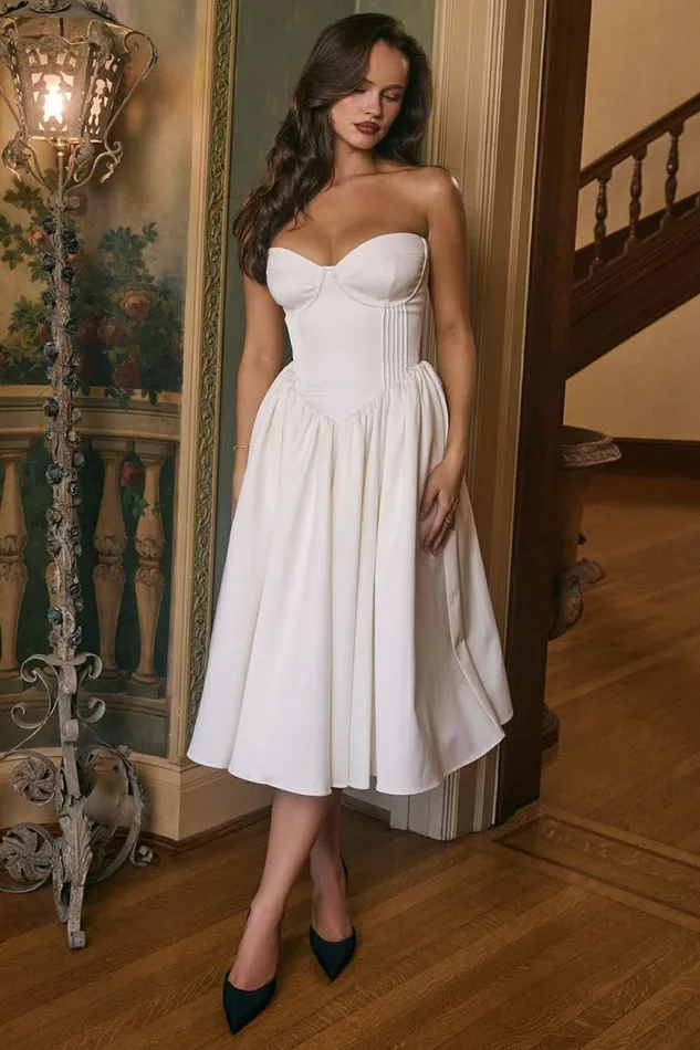 House Of CB Coco Vintage Ivory Satin Midi Dress Women Dresses House Of CB Coco Vintage Ivory Satin Midi Dress Women Dresses