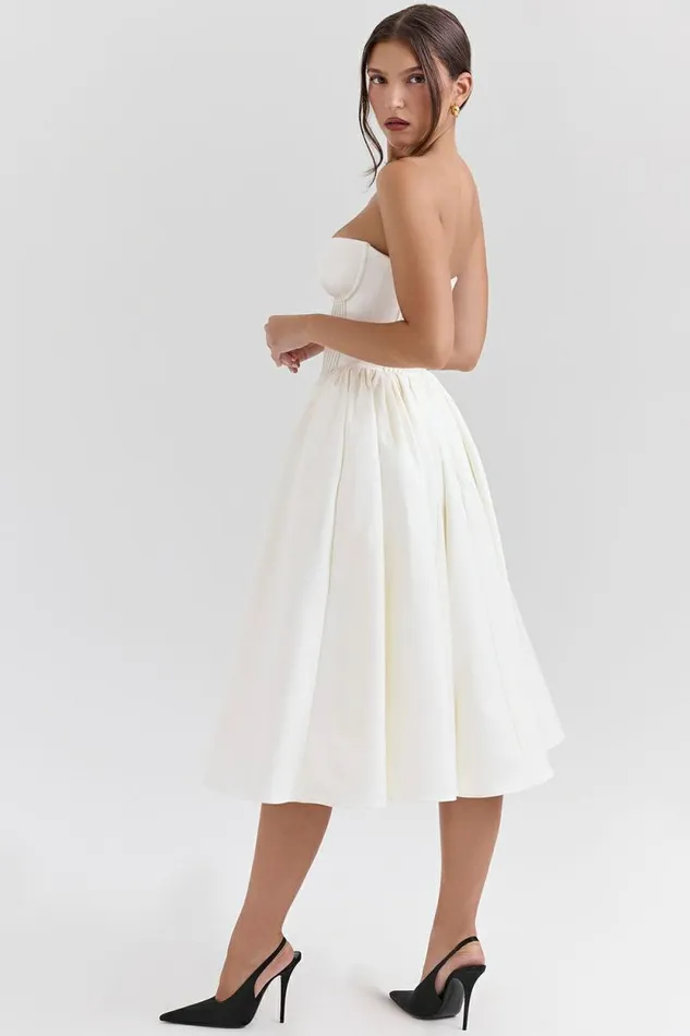House Of CB Coco Vintage Ivory Satin Midi Dress Women Dresses House Of CB Coco Vintage Ivory Satin Midi Dress Women Dresses