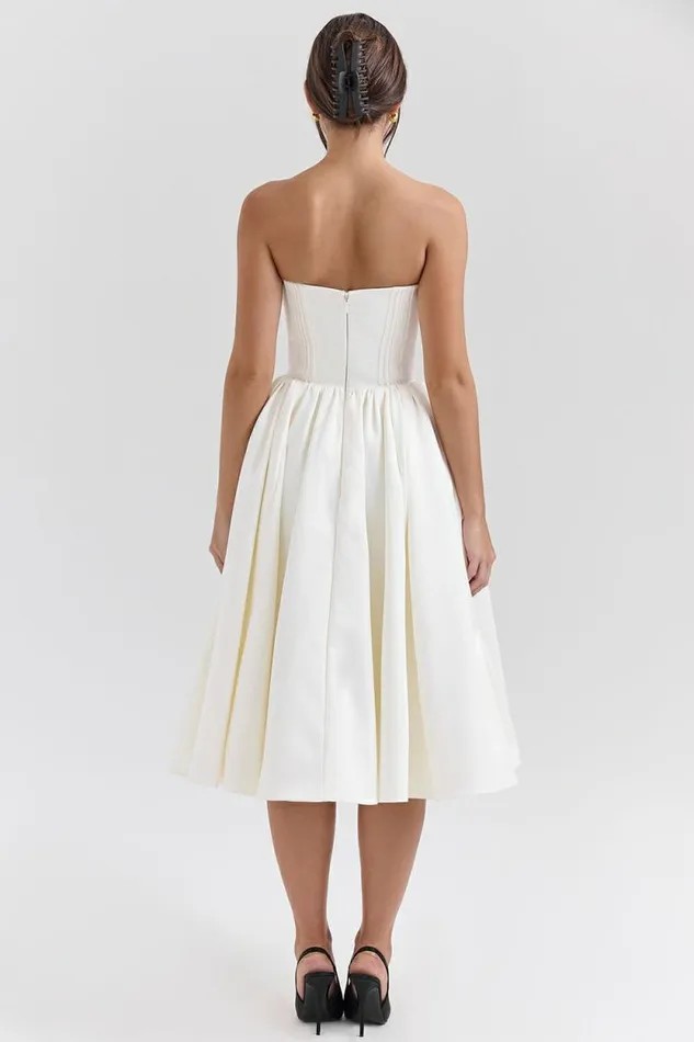 House Of CB Coco Vintage Ivory Satin Midi Dress Women Dresses House Of CB Coco Vintage Ivory Satin Midi Dress Women Dresses