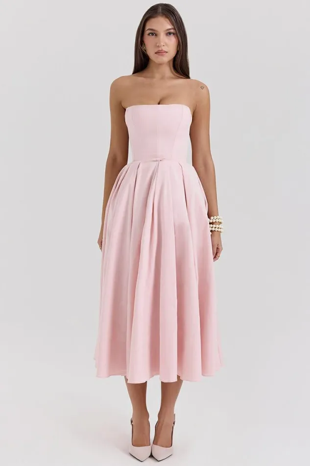 House Of CB Contessa Parisian Pink Strapless Corset Midi Dress Women Dresses House Of CB Contessa Parisian Pink Strapless Corset Midi Dress Women Dresses