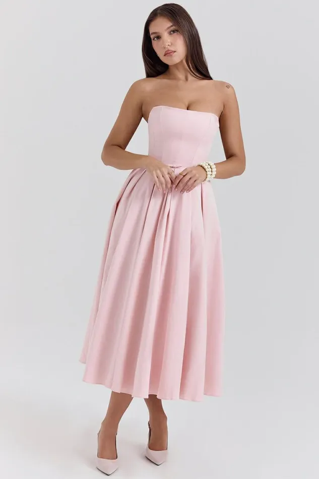 House Of CB Contessa Parisian Pink Strapless Corset Midi Dress Women Dresses House Of CB Contessa Parisian Pink Strapless Corset Midi Dress Women Dresses