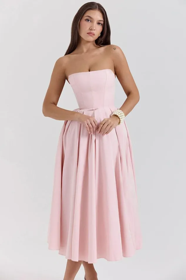 House Of CB Contessa Parisian Pink Strapless Corset Midi Dress Women Dresses House Of CB Contessa Parisian Pink Strapless Corset Midi Dress Women Dresses