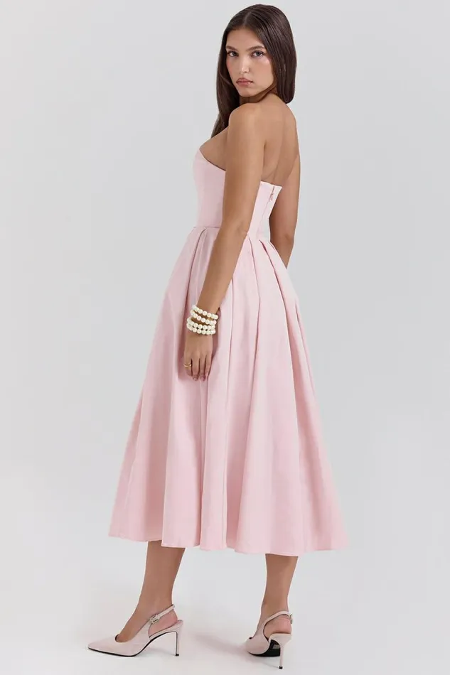 House Of CB Contessa Parisian Pink Strapless Corset Midi Dress Women Dresses House Of CB Contessa Parisian Pink Strapless Corset Midi Dress Women Dresses