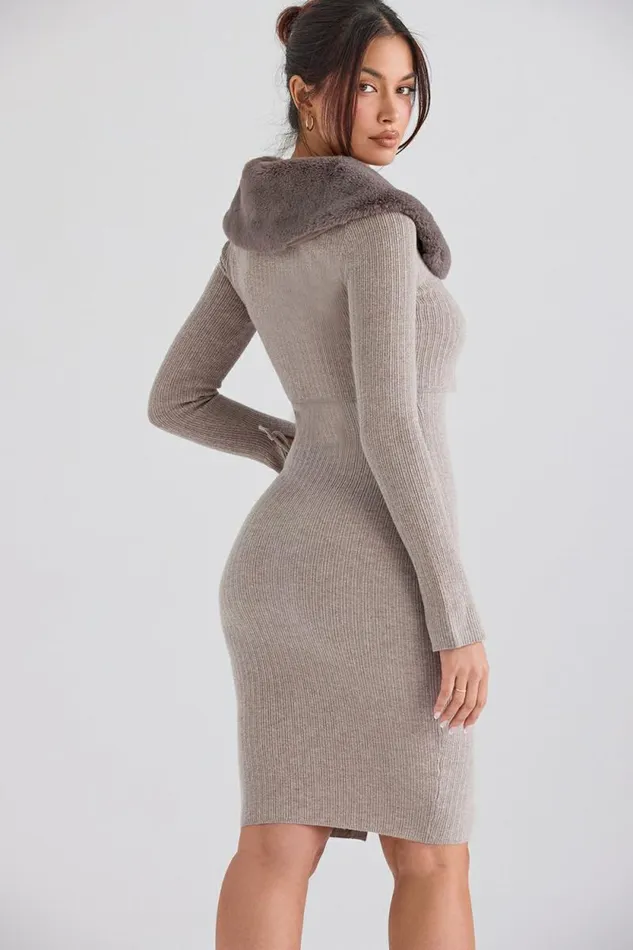 House Of CB Dahlia Beige Cashmere Cardigan Women Tops