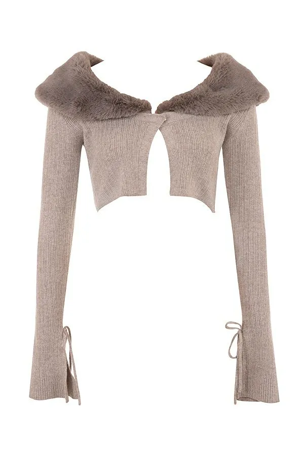 House Of CB Dahlia Beige Cashmere Cardigan Women Tops