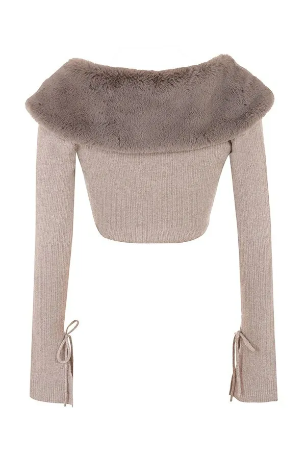 House Of CB Dahlia Beige Cashmere Cardigan Women Tops