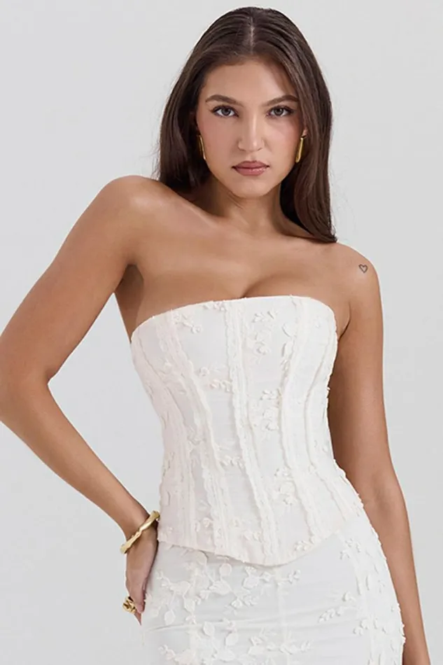 House Of CB Dakota Vintage Ivory Embroidered Strapless Corset Women Corsets House Of CB Dakota Vintage Ivory Embroidered Strapless Corset Women Corsets