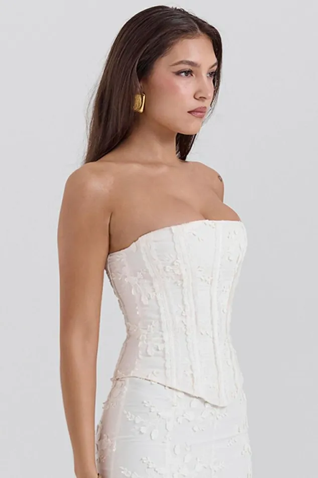 House Of CB Dakota Vintage Ivory Embroidered Strapless Corset Women Corsets House Of CB Dakota Vintage Ivory Embroidered Strapless Corset Women Corsets