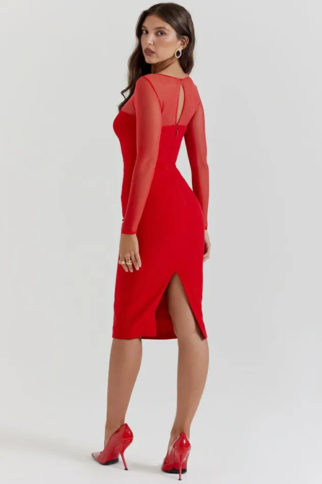 House Of CB Darcy Scarlet Plunge Midi Dress Women Dresses House Of CB Darcy Scarlet Plunge Midi Dress Women Dresses