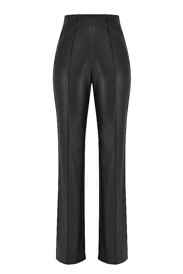 House Of CB Elenaora Black Vegan Leather Trousers Women Bottoms House Of CB Elenaora Black Vegan Leather Trousers Women Bottoms