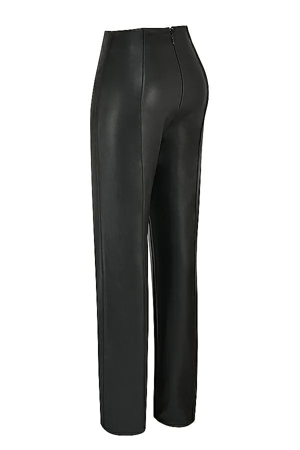 House Of CB Elenaora Black Vegan Leather Trousers Women Bottoms House Of CB Elenaora Black Vegan Leather Trousers Women Bottoms
