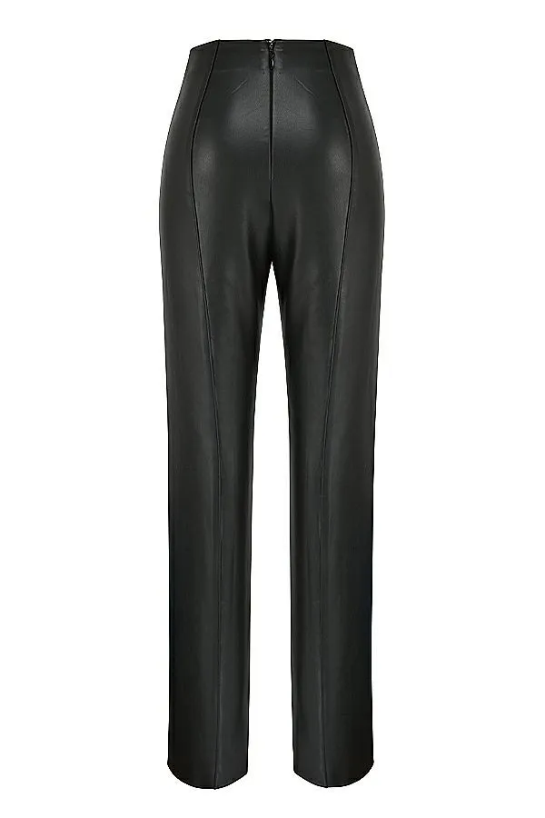 House Of CB Elenaora Black Vegan Leather Trousers Women Bottoms House Of CB Elenaora Black Vegan Leather Trousers Women Bottoms
