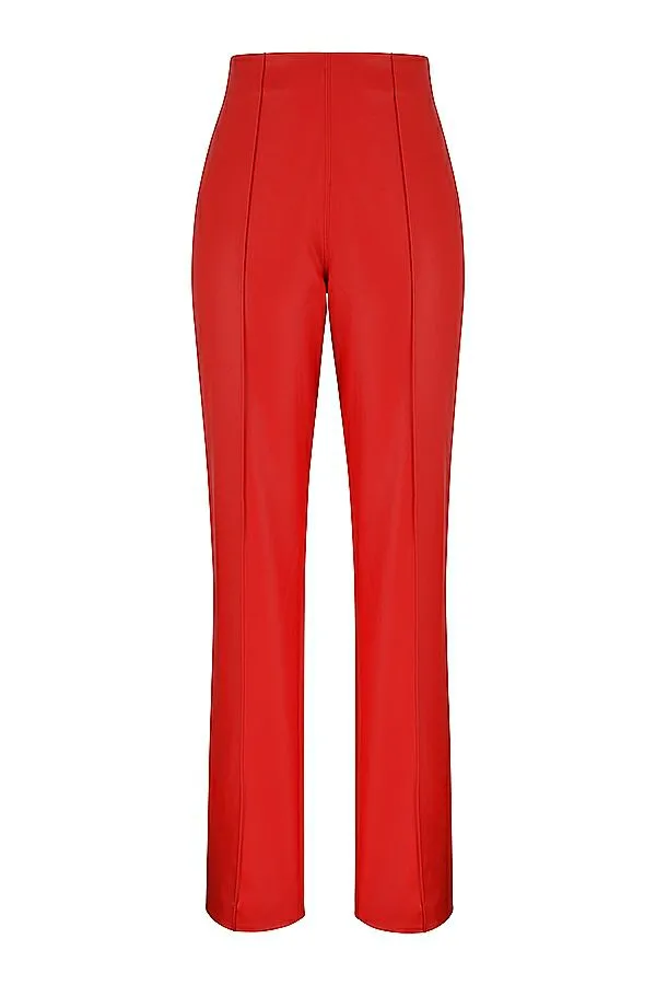 House Of CB Elenaora Scarlet Vegan Leather Trousers Women Bottoms House Of CB Elenaora Scarlet Vegan Leather Trousers Women Bottoms