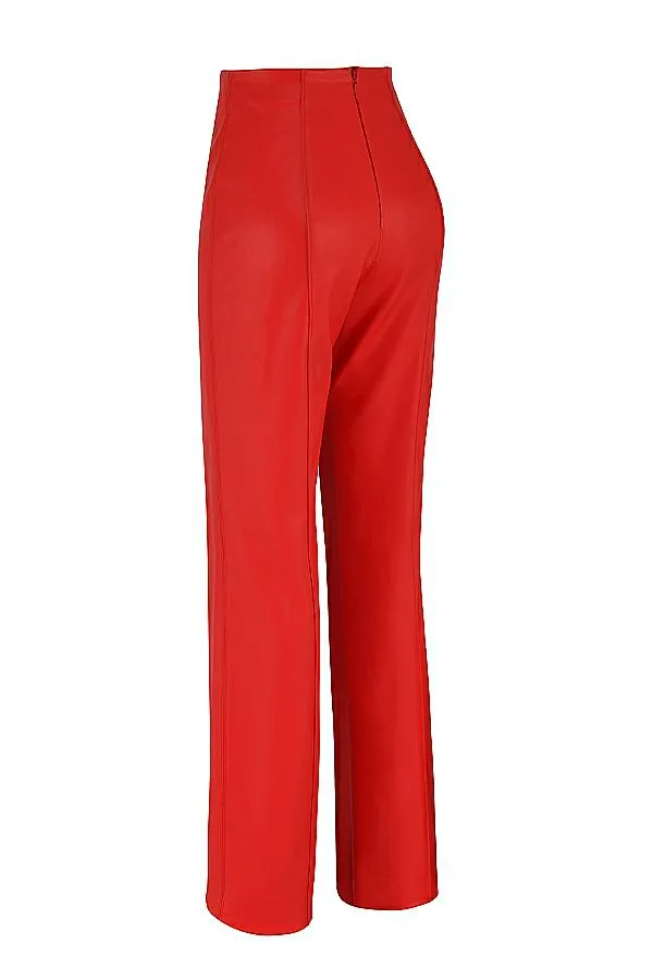 House Of CB Elenaora Scarlet Vegan Leather Trousers Women Bottoms House Of CB Elenaora Scarlet Vegan Leather Trousers Women Bottoms