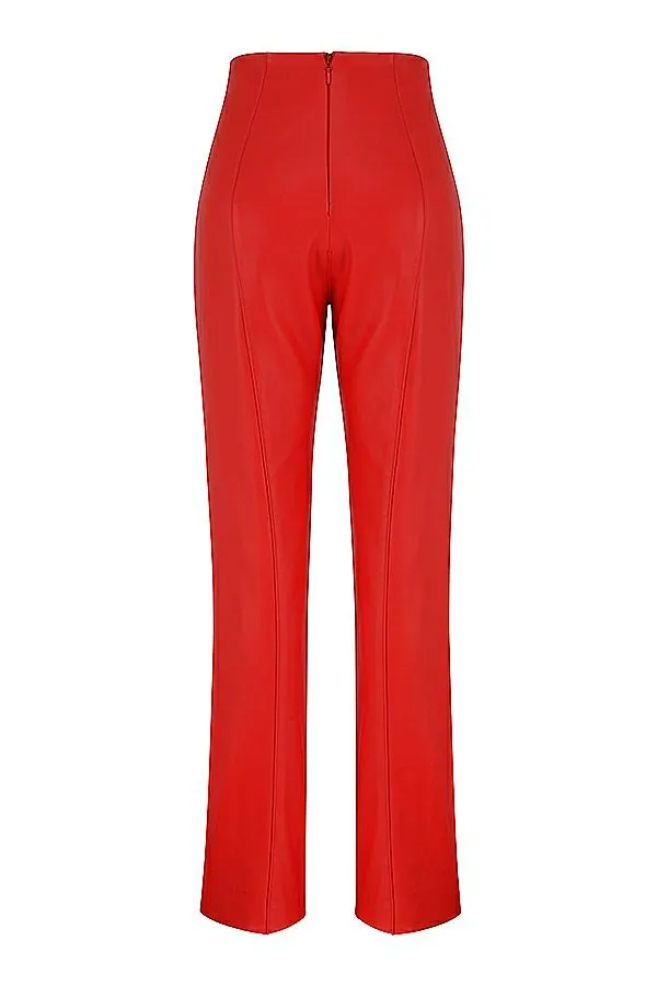 House Of CB Elenaora Scarlet Vegan Leather Trousers Women Bottoms House Of CB Elenaora Scarlet Vegan Leather Trousers Women Bottoms