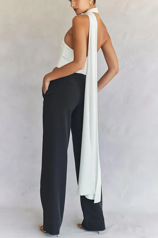 House Of CB Farrah Ivory Satin Wrap Neck Bodysuit Women Tops House Of CB Farrah Ivory Satin Wrap Neck Bodysuit Women Tops