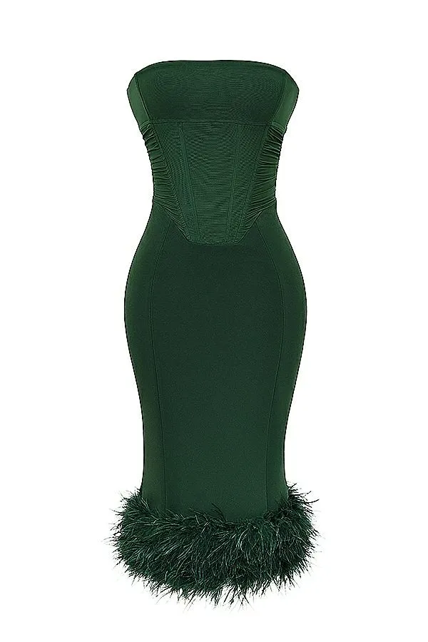 House Of CB Fionula Emerald Green Strapless Corset Dress Women Dresses