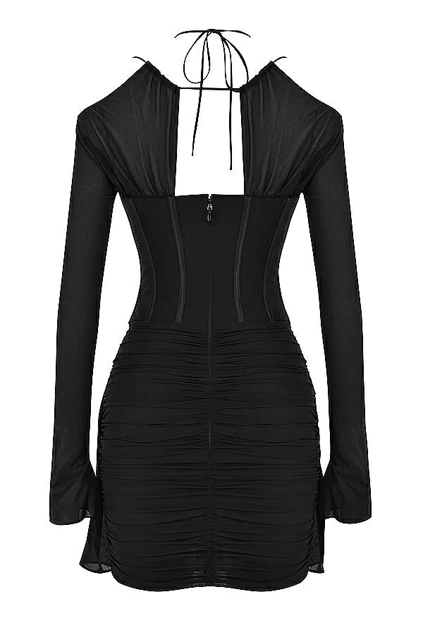 House Of CB Gianna Black Real Silk Corset Mini Dress Women Dresses House Of CB Gianna Black Real Silk Corset Mini Dress Women Dresses