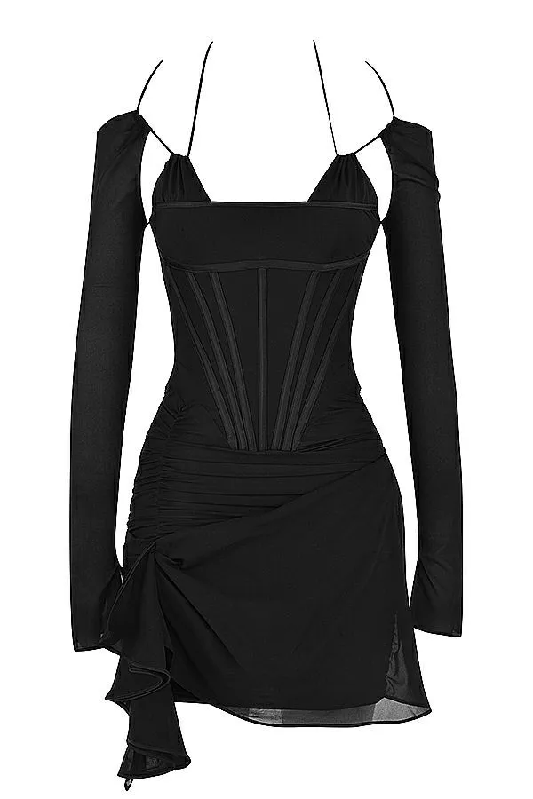 House Of CB Gianna Black Real Silk Corset Mini Dress Women Dresses House Of CB Gianna Black Real Silk Corset Mini Dress Women Dresses